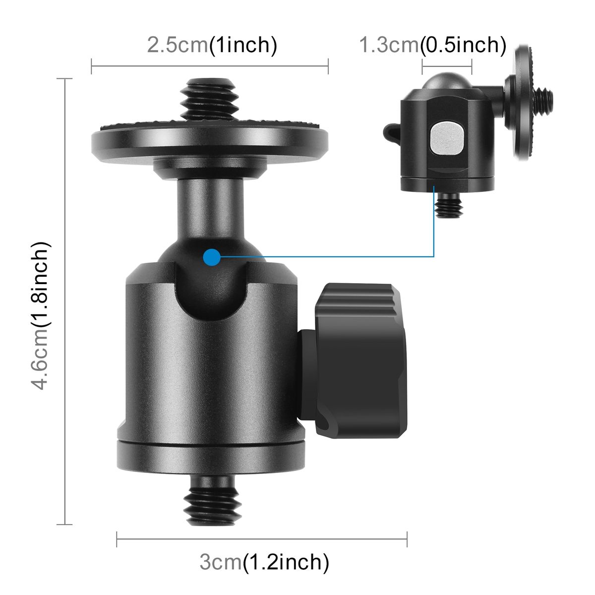 1/4 Inch Screw Metal Tripod Ball Head Adapter