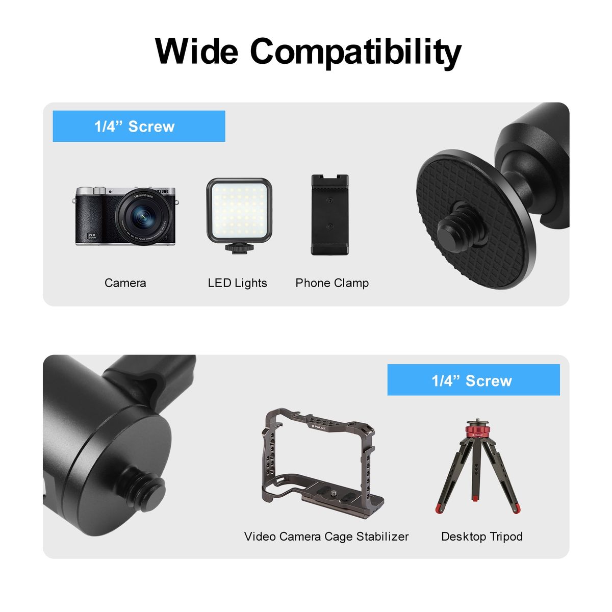 1/4 Inch Screw Metal Tripod Ball Head Adapter