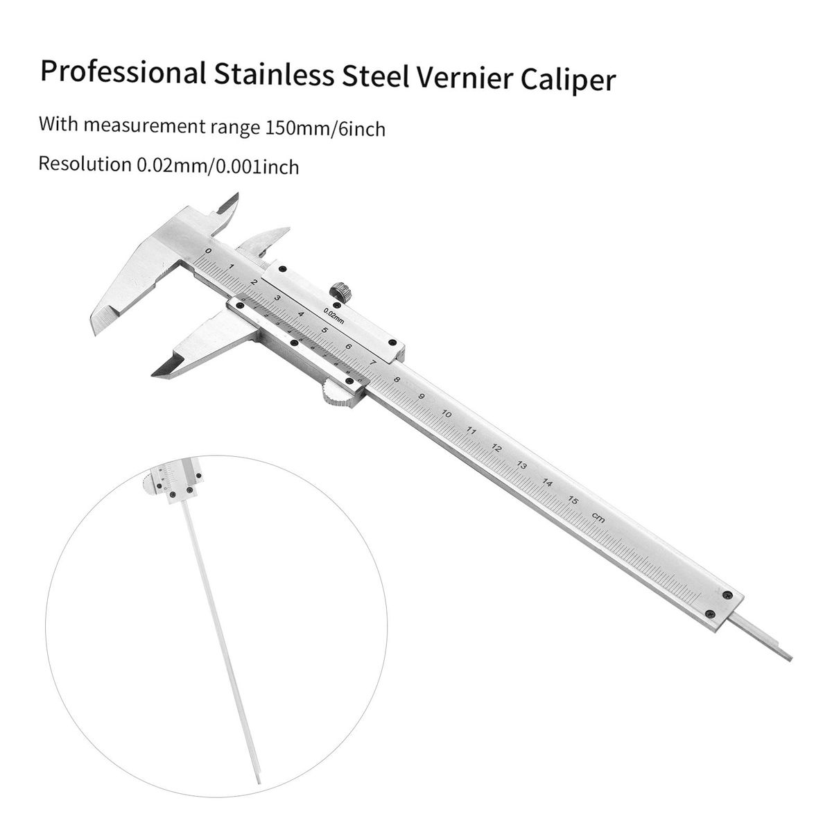 Professional Stainless Steel Vernier Caliper 0-150mm Sliding Gauge Measurement Tool Inside Outside Depth Step Micrometer Measuring