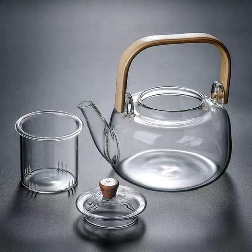Glass Teapot Bamboo Handle Beam Teapot High Borosilicate Kung Fu Teapot Electric Ceramic Stove Teapot Bamboo Beam Teapot