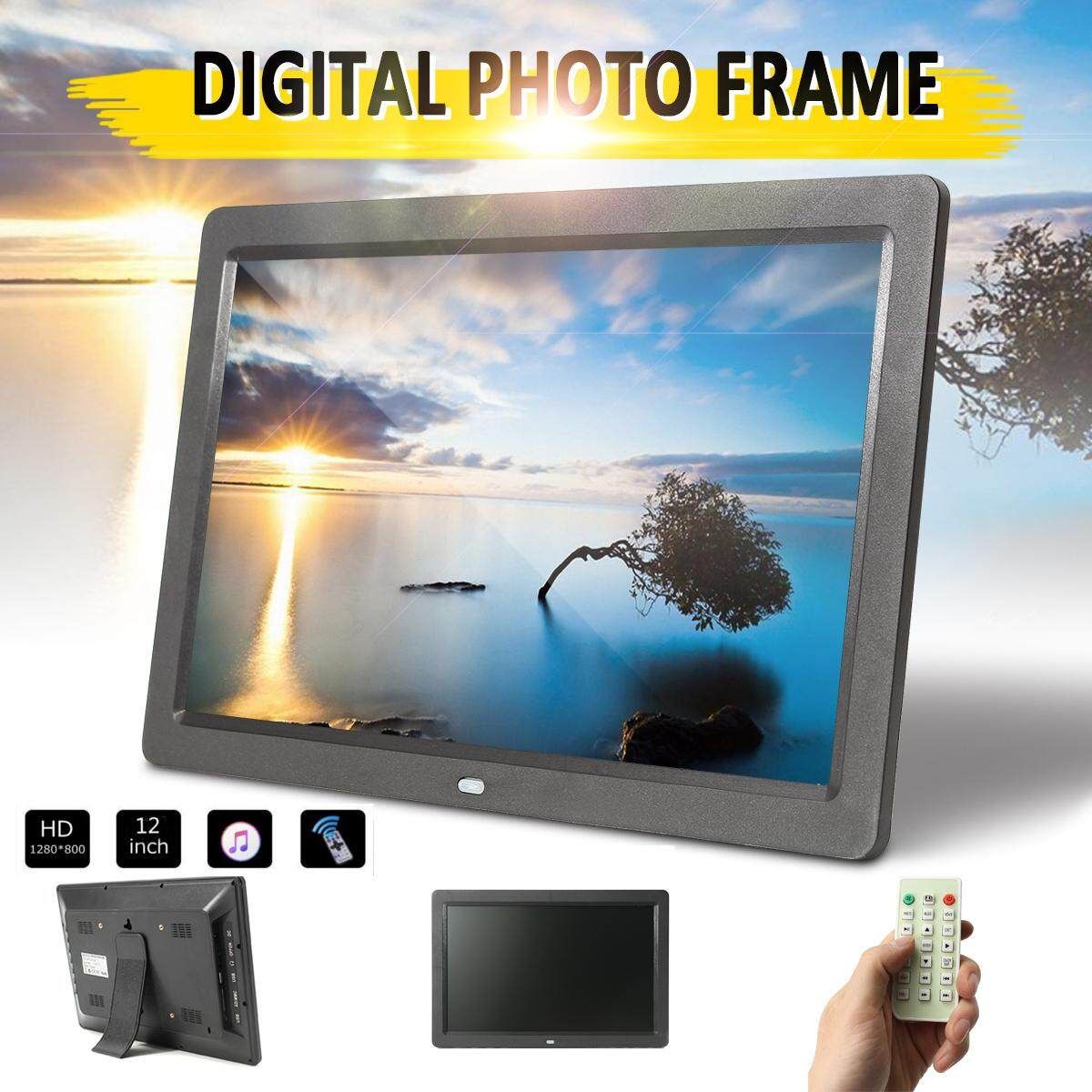 12'' 32G HD LED Digital Photo Frame Picture Alarm Clock Movie MP4 Player Frameless