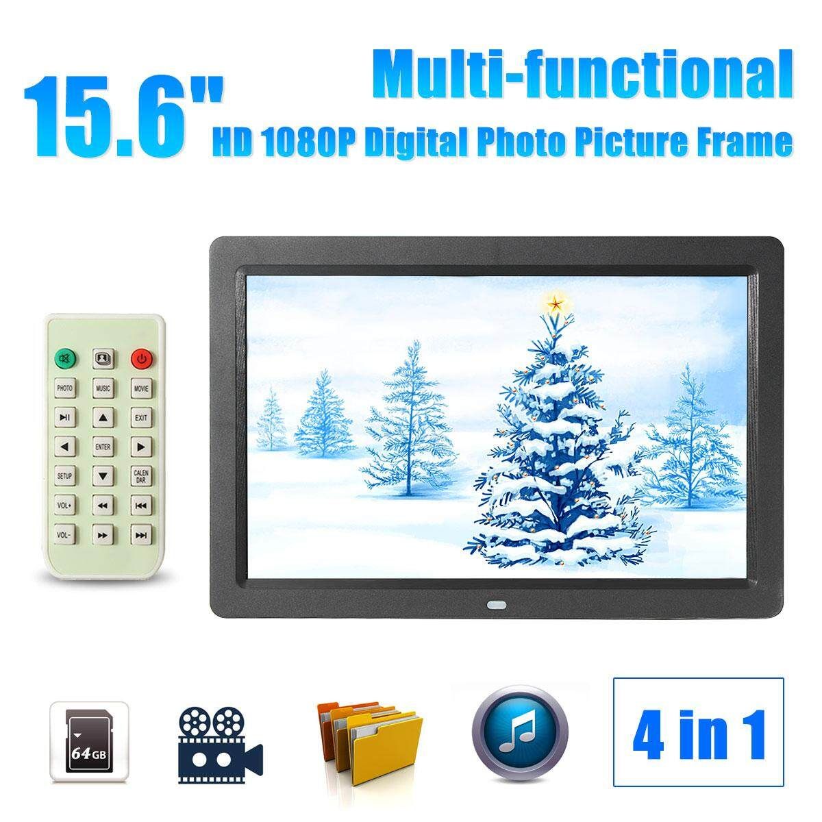 12'' 32G HD LED Digital Photo Frame Picture Alarm Clock Movie MP4 Player Frameless