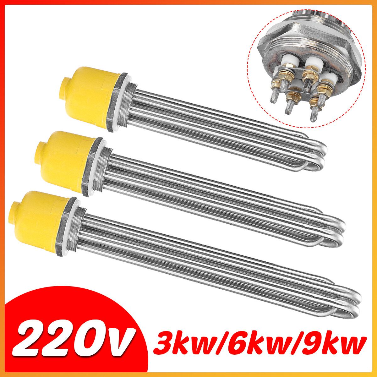 Hexagon Head Electric Heat Tube Solar Energy Water Tank Tubular Heater 9KW