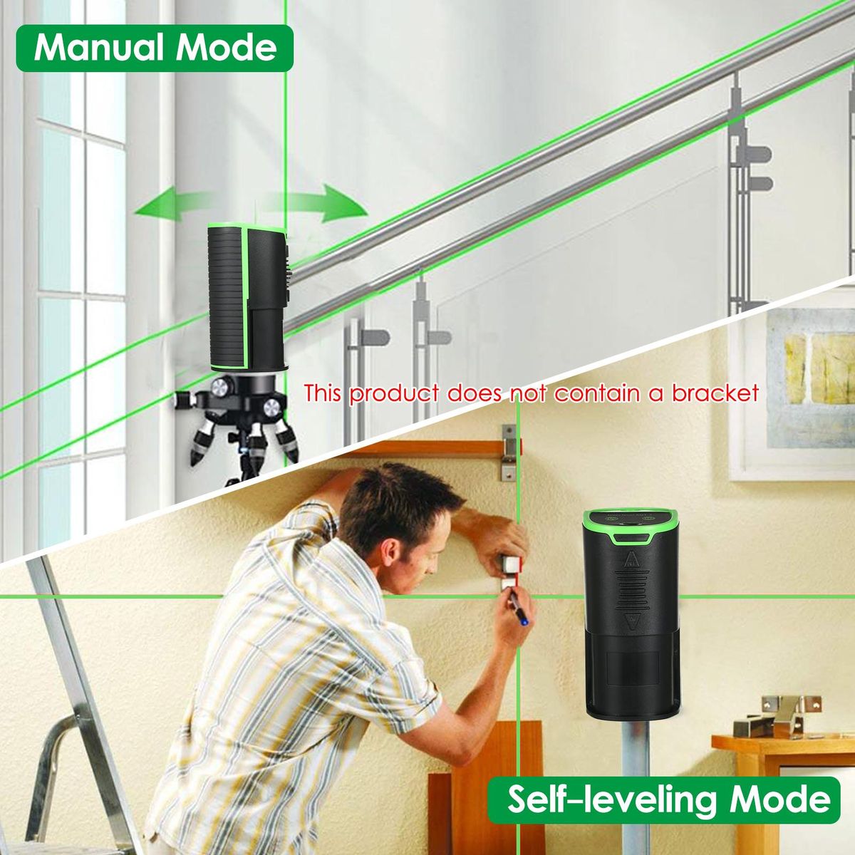 Self-leveling Laser Level 100ft/30m Outdoor Green Cross Line Laser Level with Vertical Beam Spread Covers of 150° Selectable Laser Lines For Outdoor Indoor Picture Hanging Wall Tile TYPE-C Charging