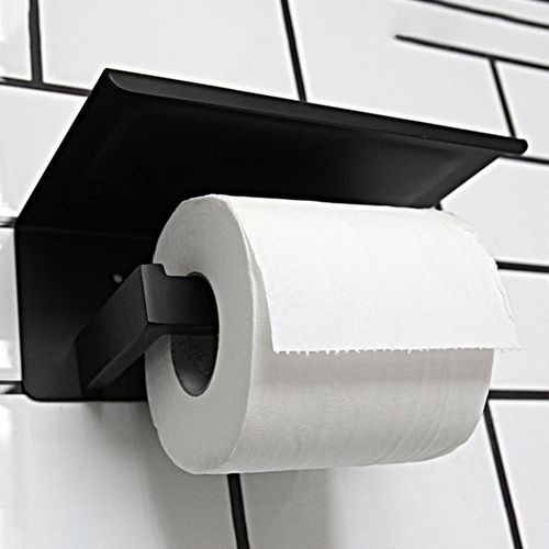 Black Matte Steel Toilet Paper Holder Top Place Things
