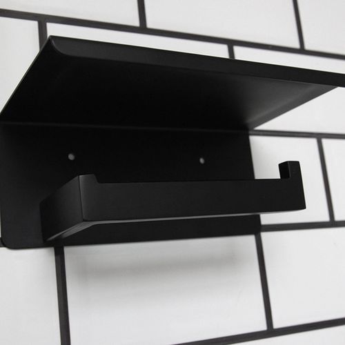 Black Matte Steel Toilet Paper Holder Top Place Things