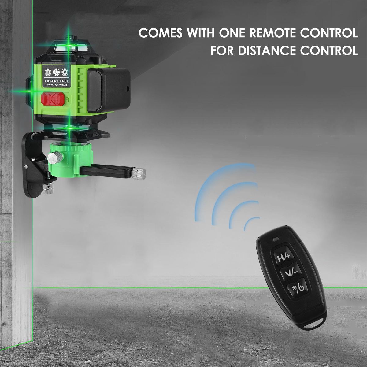 Laser Level Meter Multifunctional 4*360° 16 Lines Laser Level 3° Self-leveling Leveling Tool Green Beam Vertical Horizontal Line IP54 Waterproof Outdoor Portable with Carrying Bag Remote Control Detachable Lithium Battery f