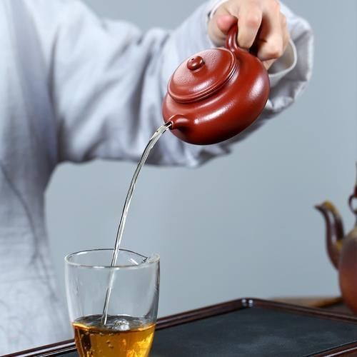 Yixing Recommended Pure Hand Teapot Pan Yeli Leather Dahongpao Double Cover Archaize