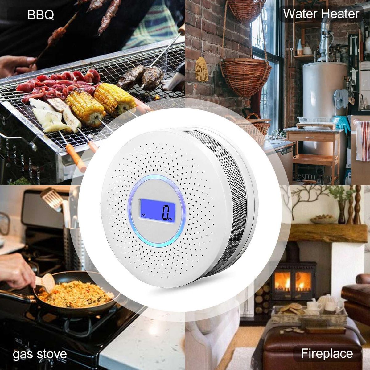 Combination Smoke & Carbon Monoxide Alarm Detector Dual
