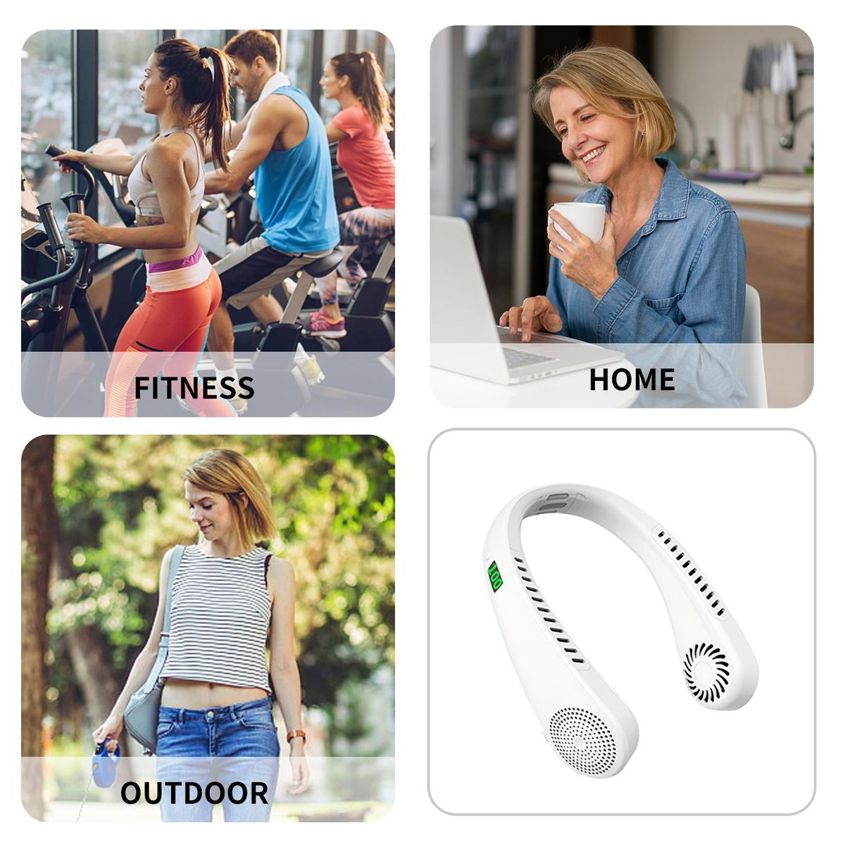 Portable Neck Fan Hands Free Bladeless Neck Fan, 360° Cooling Hanging Fan, USB Rechargeable Personal Neck Fan