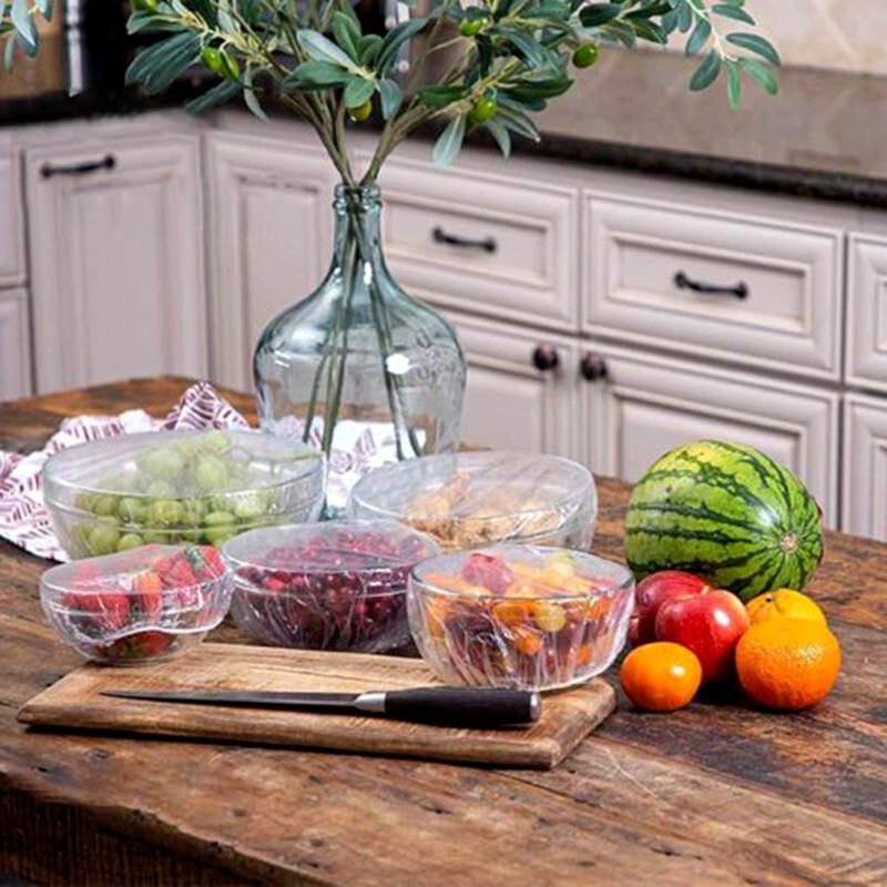 100Pcs Disposable Dustproof Bowl Cover Food Fresh-Clear