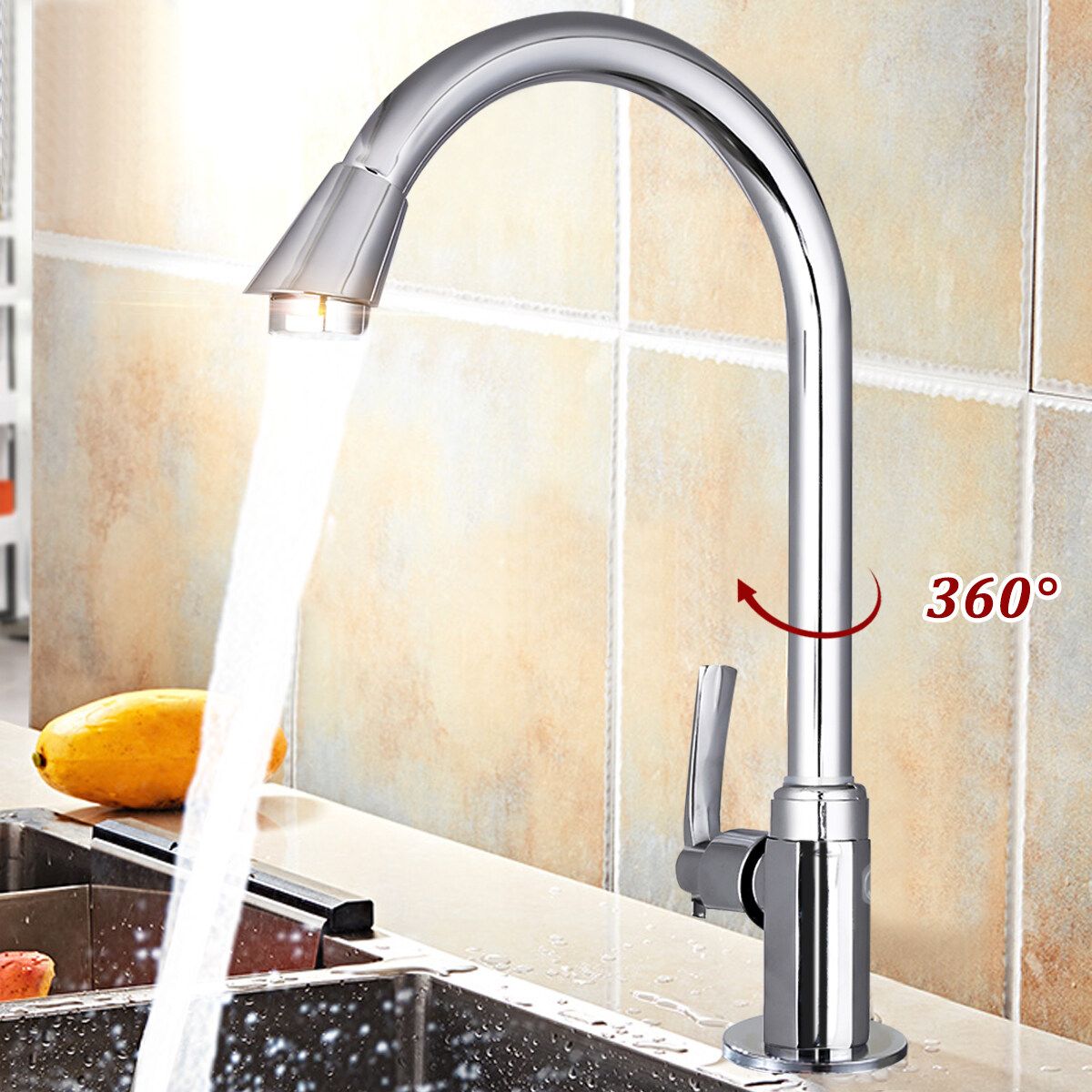Bathroom Faucet 360° Rotating Chrome Single Hole Water Tap Basin Kitchen Wash Basin Faucet Kitchen Faucet
