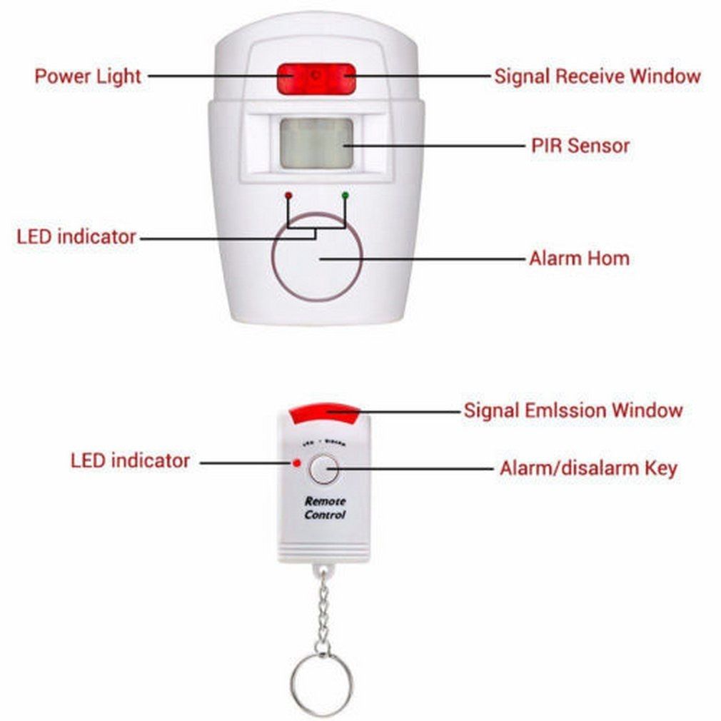Wireless Motion Sensor Alarm Security Detector Indoor Outdoor Alert System With Remote Control For Home Garage