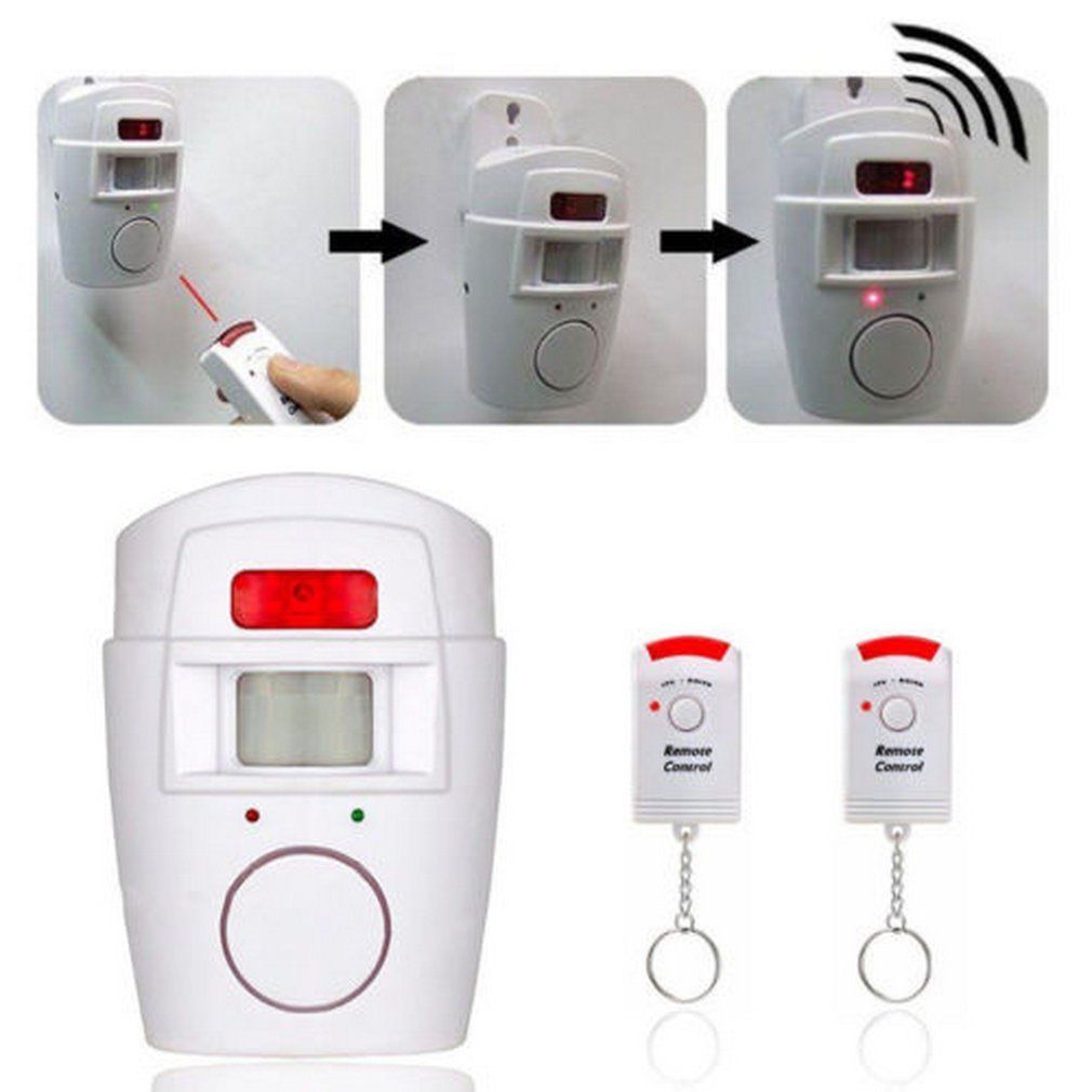 Wireless Motion Sensor Alarm Security Detector Indoor Outdoor Alert System With Remote Control For Home Garage