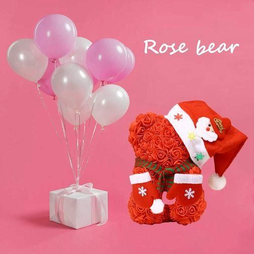 Rose Flower Bear - Christmas Rose Teddy Bear