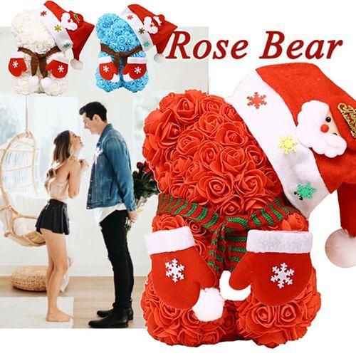 Rose Flower Bear - Christmas Rose Teddy Bear