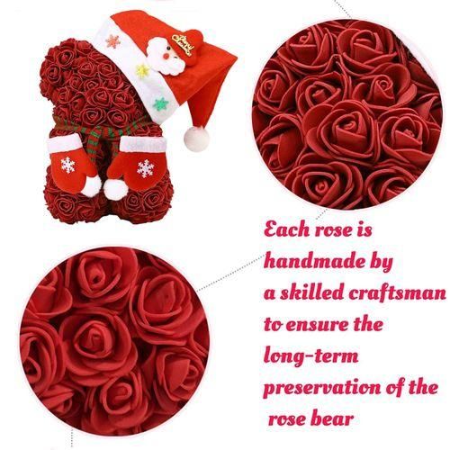 Rose Flower Bear - Christmas Rose Teddy Bear