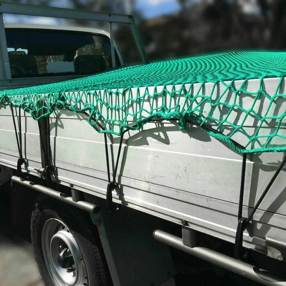 Cargo Net for Pickup Truck Bed Trailer Truck Netting Mesh Stretchable for Transporting Goods with Flexible Rope & Hooks
