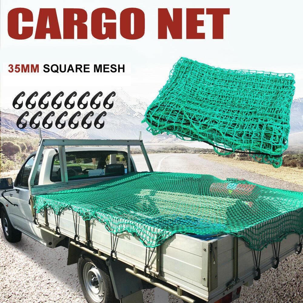Cargo Net for Pickup Truck Bed Trailer Truck Netting Mesh Stretchable for Transporting Goods with Flexible Rope & Hooks