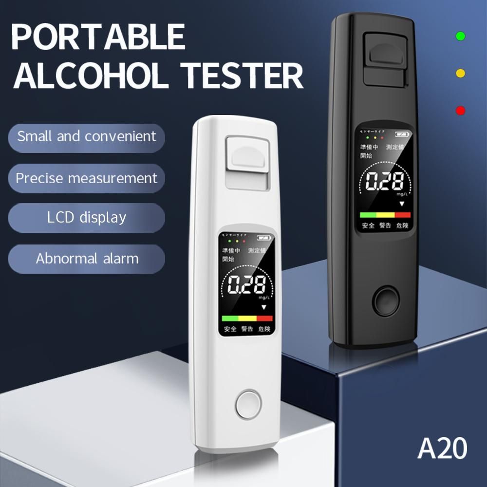 Portable Breathalyzer Non-contact Breath Alcohol Tester Pocket LCD Digital Accurate BAC Detector Analyzer with Sound and Light Alarm for Personal Use