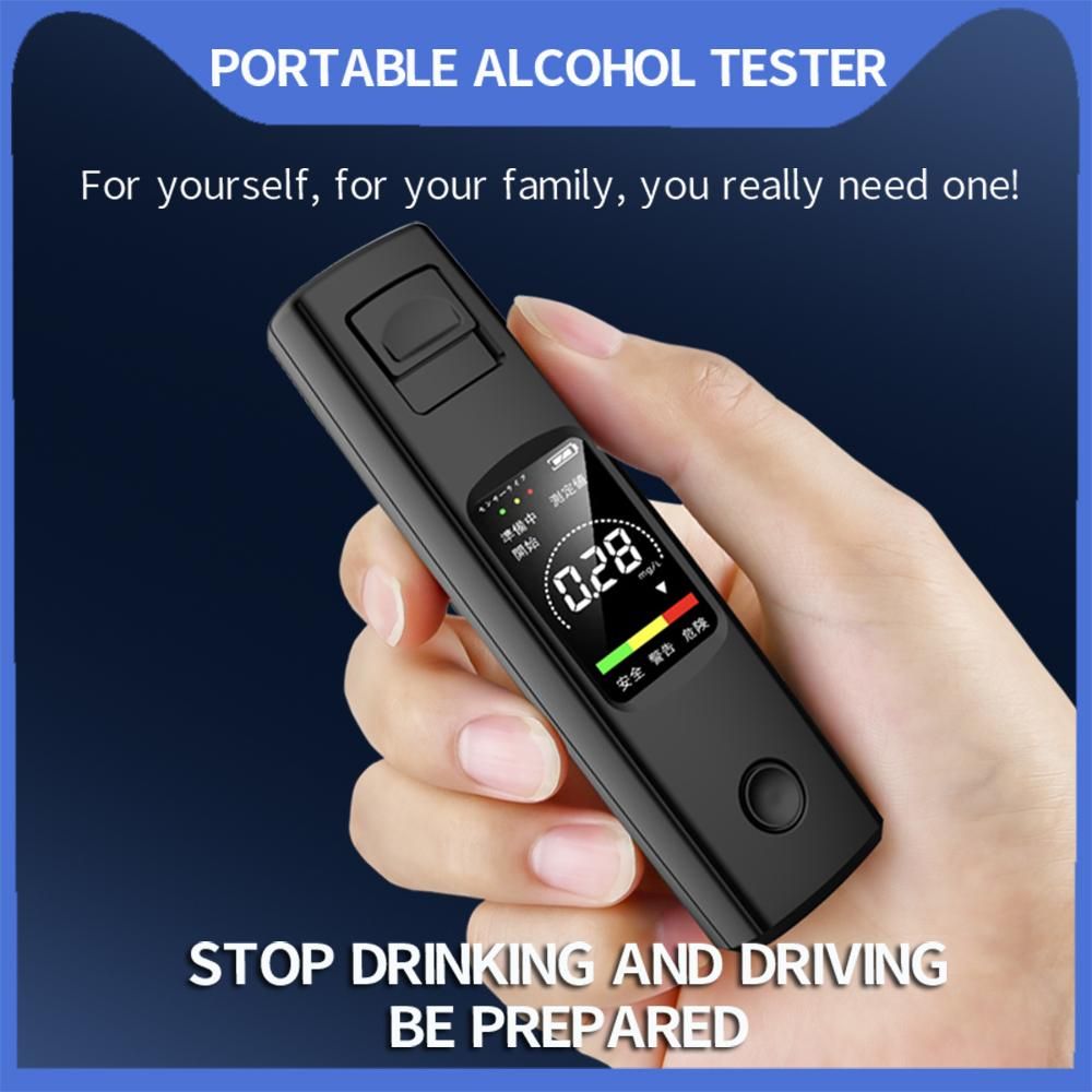 Portable Breathalyzer Non-contact Breath Alcohol Tester Pocket LCD Digital Accurate BAC Detector Analyzer with Sound and Light Alarm for Personal Use