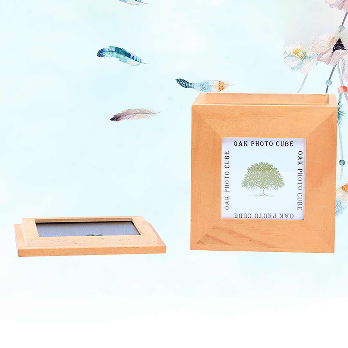 Wooden Cat Dog Pet Cremation Urn Peaceful Memorial Photo Frame Keep Box Urns