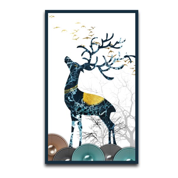 Decorated Deer Wall Art Frame Canvas
