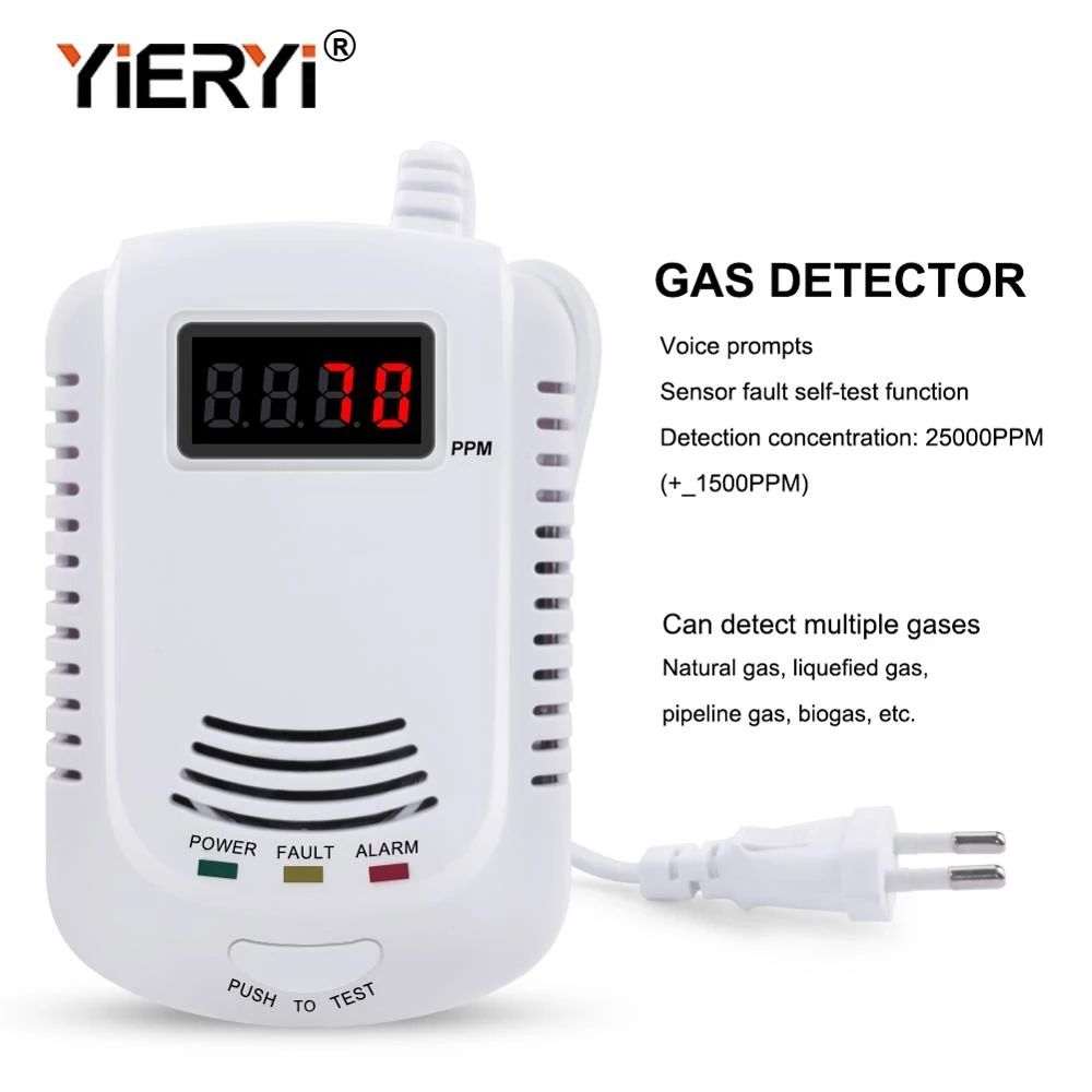 Home Standalone Plug-In Combustible Gas Detector LPG LNG Coal Natural Gas Leak Alarm Sensor Voice Warning Alarm Sensor
