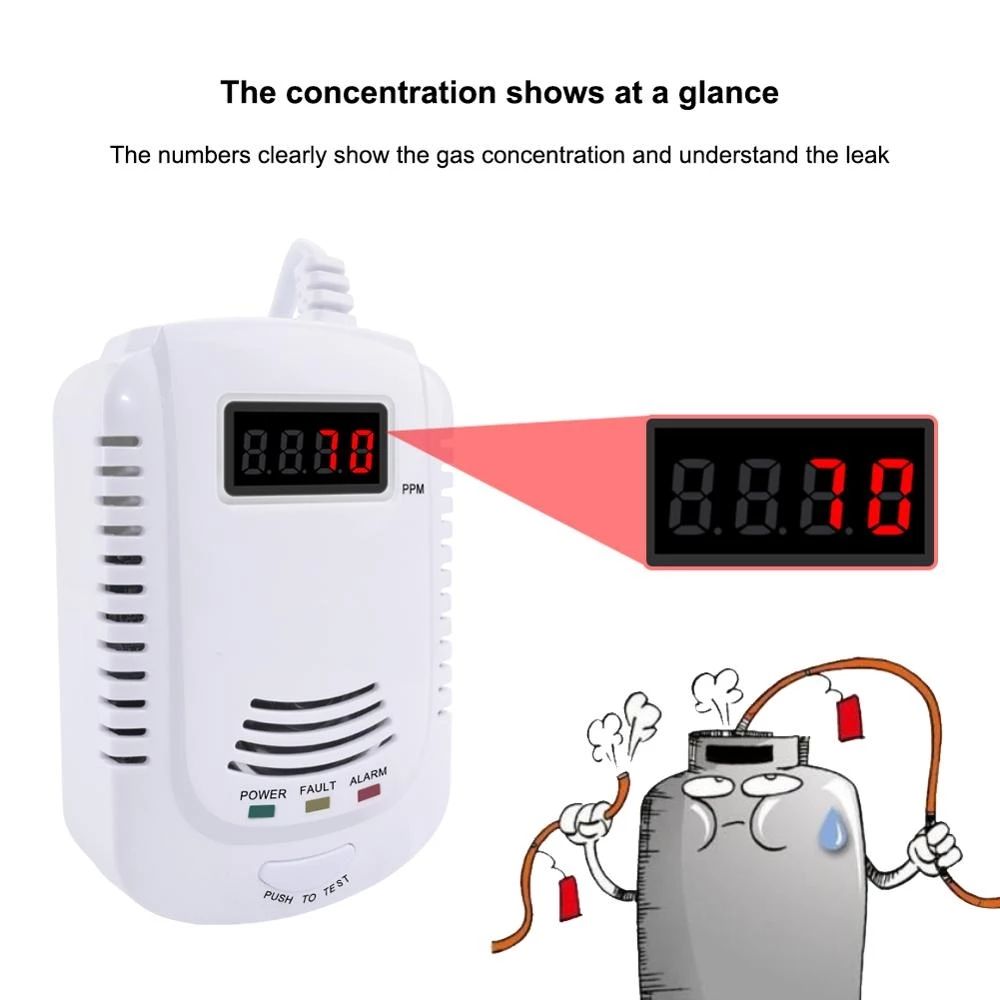 Home Standalone Plug-In Combustible Gas Detector LPG LNG Coal Natural Gas Leak Alarm Sensor Voice Warning Alarm Sensor