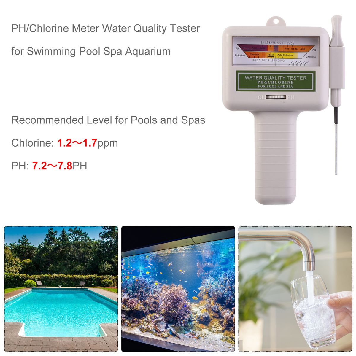 PC101 PH Meter Water Quality Tester PH/CL2 Meter CL2