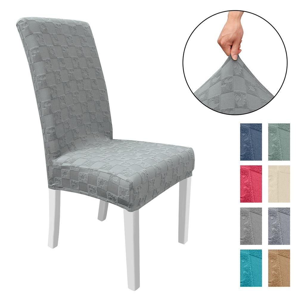 Dining Chair Slipcover, High Stretch Removable Chair Cover Washable Chair Seat Protector Cover, Jacquard Pattern, Chair Cover Slipcover for Home Party Hotel Wedding Ceremony, Camel