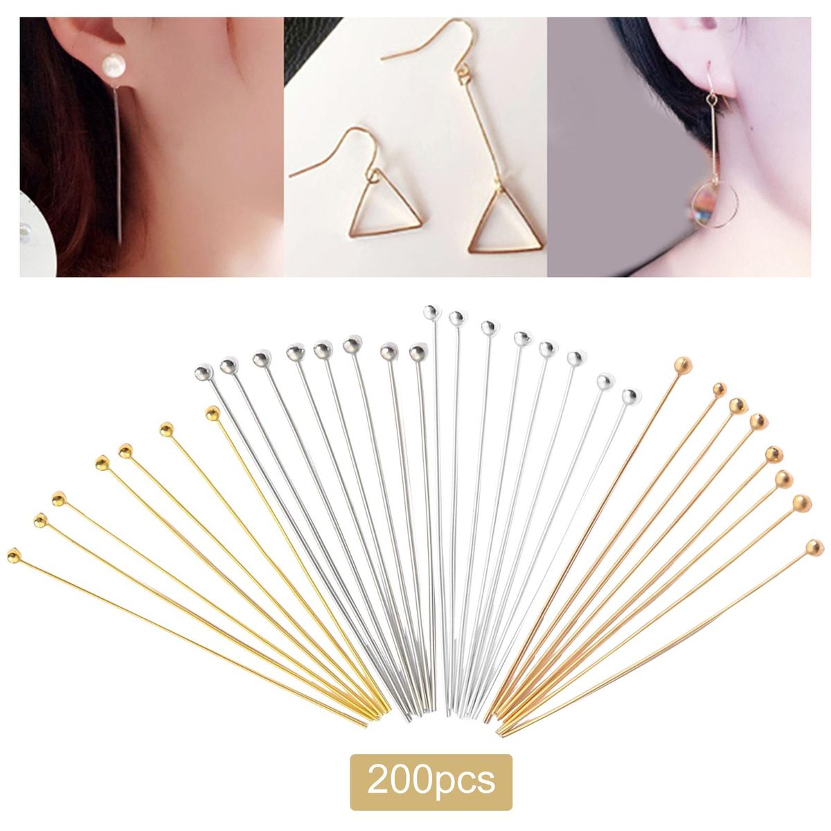 200x Ball Head Pins Needles Round Ball Point For Jewelry Making