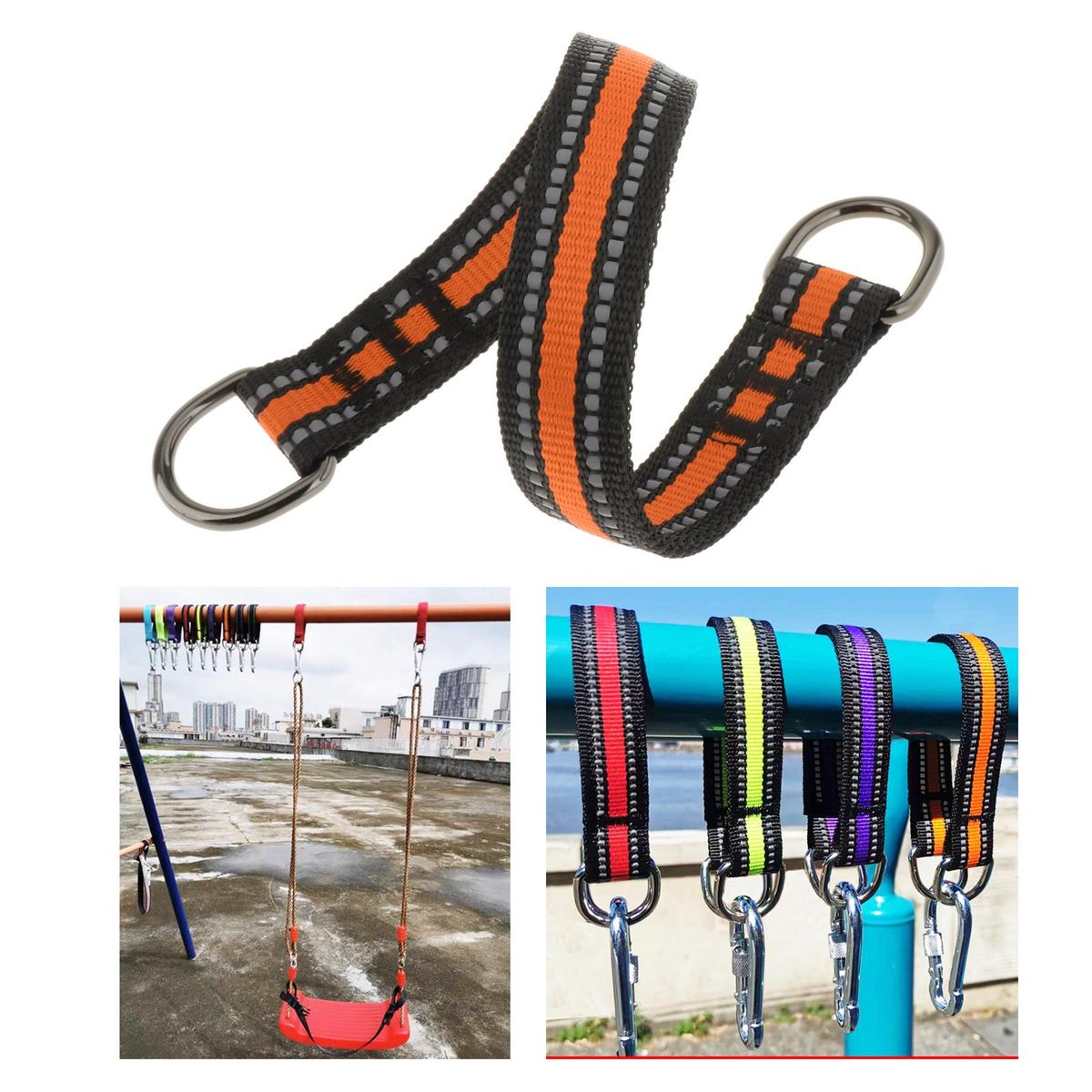 Swing Hanging Strap Extension Hammock Hanging Belt Orange
