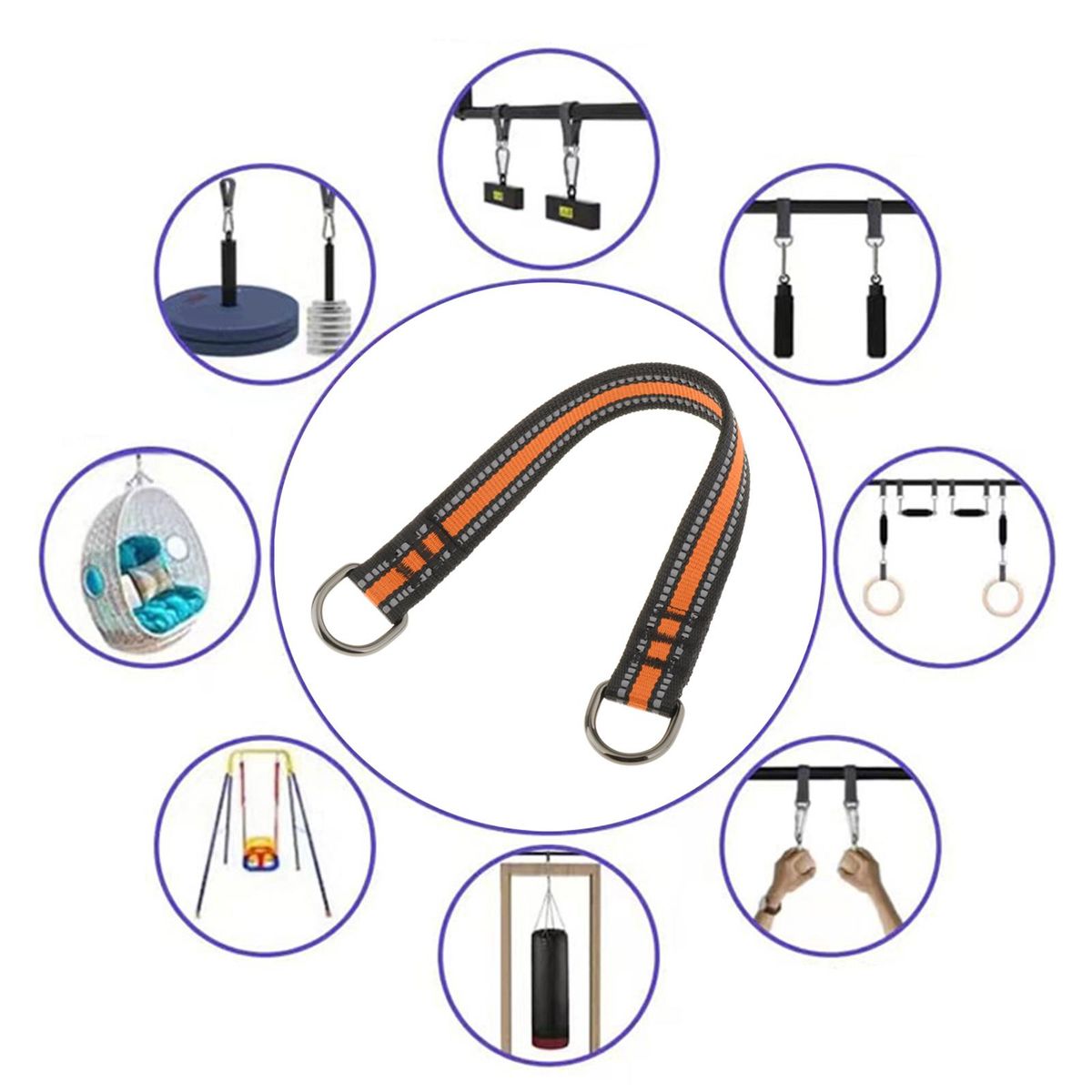 Swing Hanging Strap Extension Hammock Hanging Belt Orange