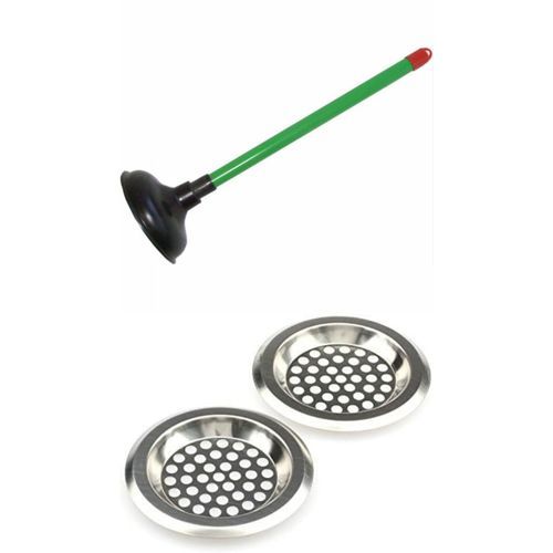 Kitchen & Bathroom Sink/Drain Plunger + 2pcs Sink Strainer