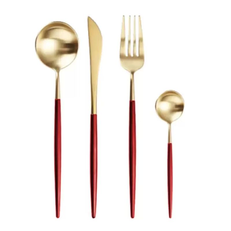 4pcs Two Tone Stainless Steel Cutlery Set With Case