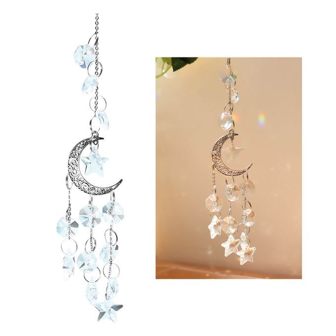 Crystal   With Chain  Pendant Hanging Ornament Crafts Silver