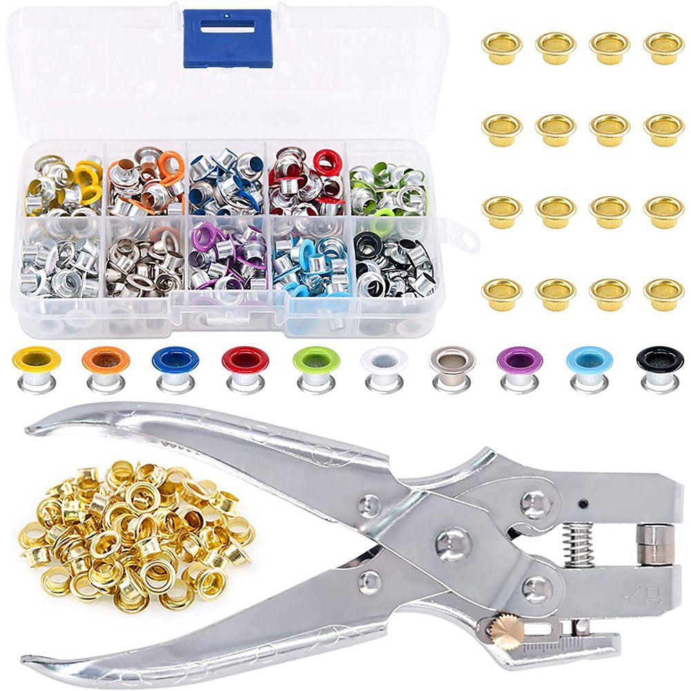 400Pcs 3/16 Inch Metal Grommets Kit,1Pcs Eyelet Hole Punch