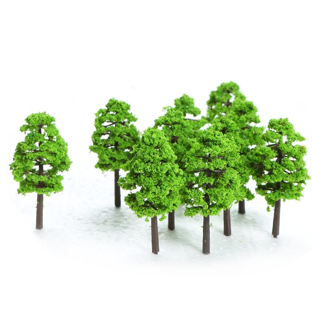 60pcs Mini Plastic Green Trees Scale Architectural Models Train Railways Landscape Scenery Layout Garden Decoration Tree Toys