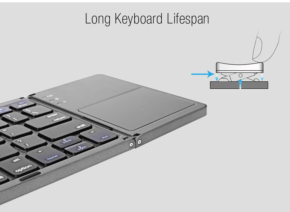 B033 Bluetooth Keyboard Three Layers Folding Touchpad