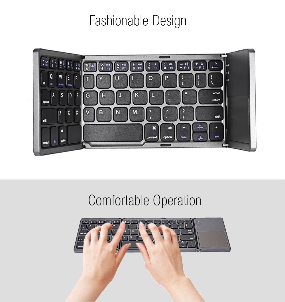 B033 Bluetooth Keyboard Three Layers Folding Touchpad