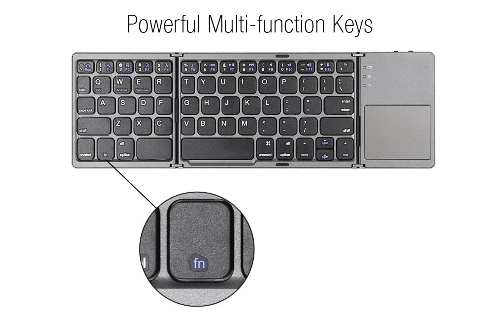 B033 Bluetooth Keyboard Three Layers Folding Touchpad