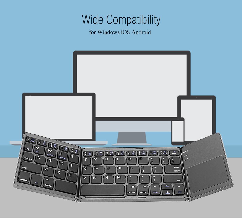 B033 Bluetooth Keyboard Three Layers Folding Touchpad