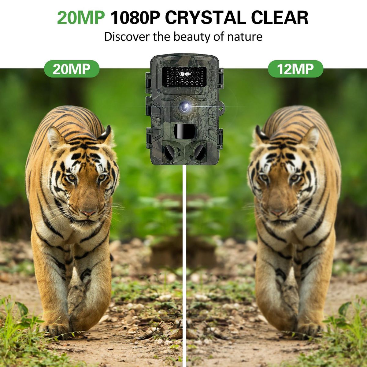 Trail Camera Waterproof 20MP 1080P Hunting Game Camera with 3 Infrared Sensors Night Vision Motion Activated Wildlife Scouting Camera
