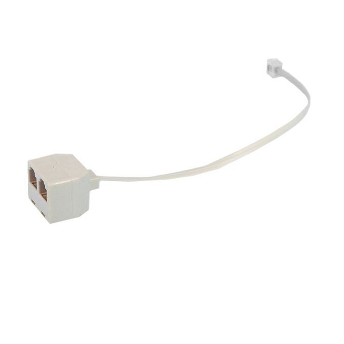 RJ11 6P4  Male To 6P4  Female 2 Way Telephone Splitter Phone Telephone Line-beige White