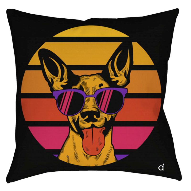 Cool Retro Dog Throw Pillow