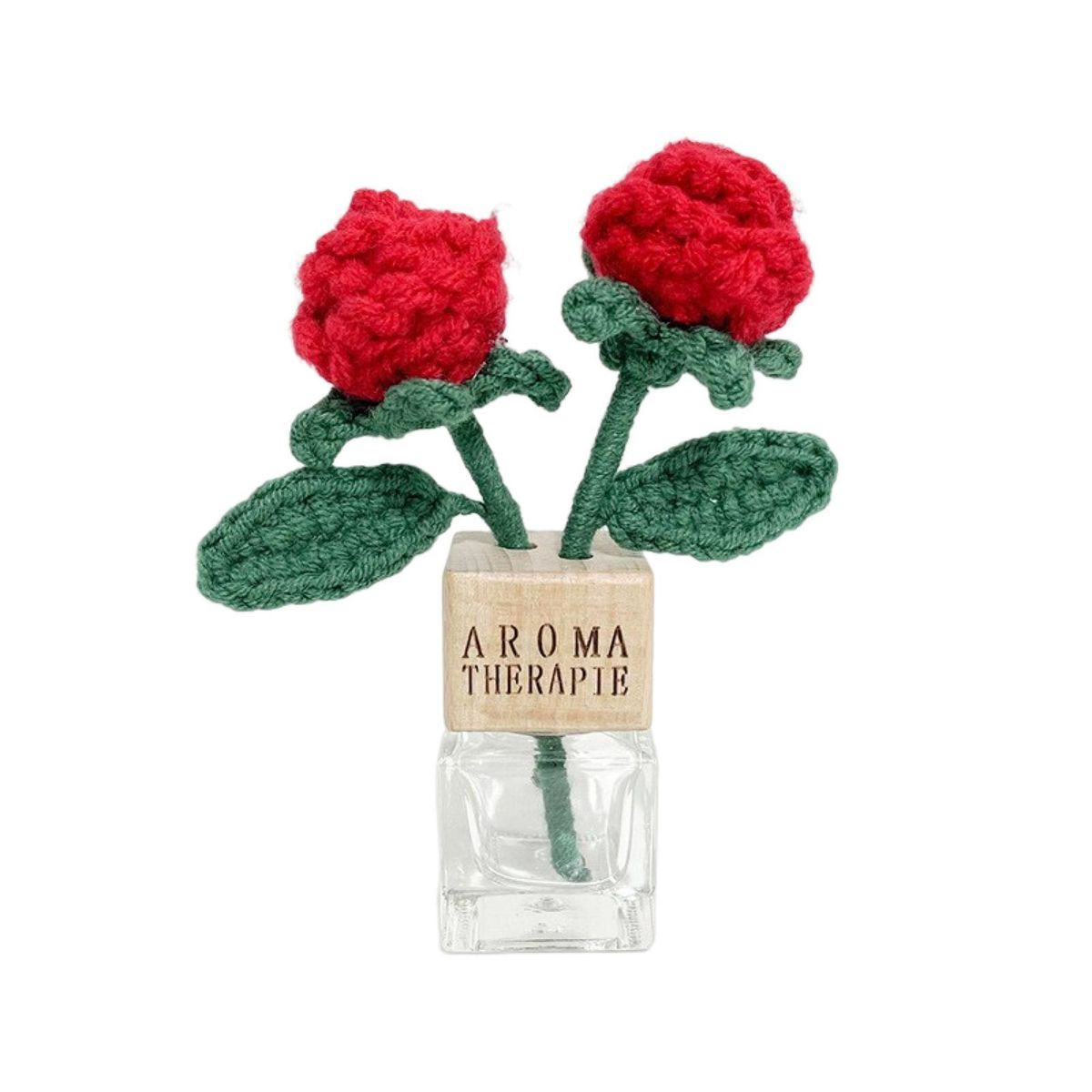 Fragrance-infused Car Decor Handcrafted Crochet Sunflower Car Air Red