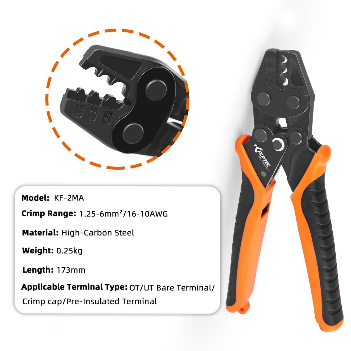 Ratchet Crimping Tool for Non-Insulated Terminals Polished Jaw