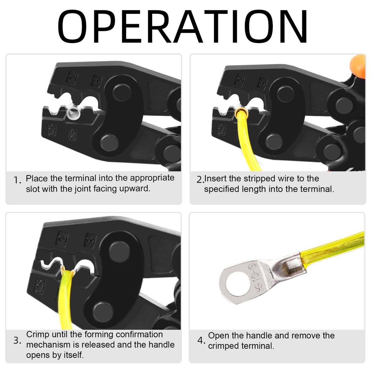 Ratchet Crimping Tool for Non-Insulated Terminals Polished Jaw