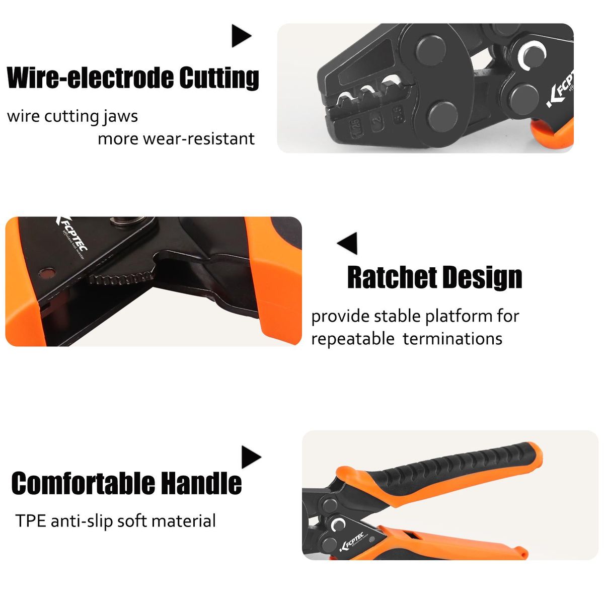 Ratchet Crimping Tool for Non-Insulated Terminals Polished Jaw